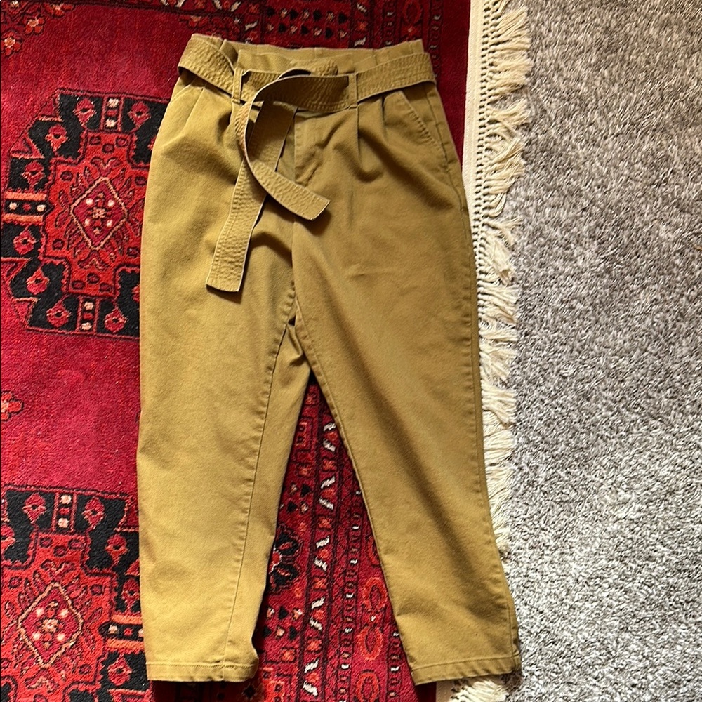 Greenish Tan Belted Pants